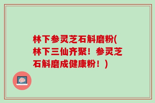 林下参灵芝石斛磨粉(林下三仙齐聚！参灵芝石斛磨成健康粉！)