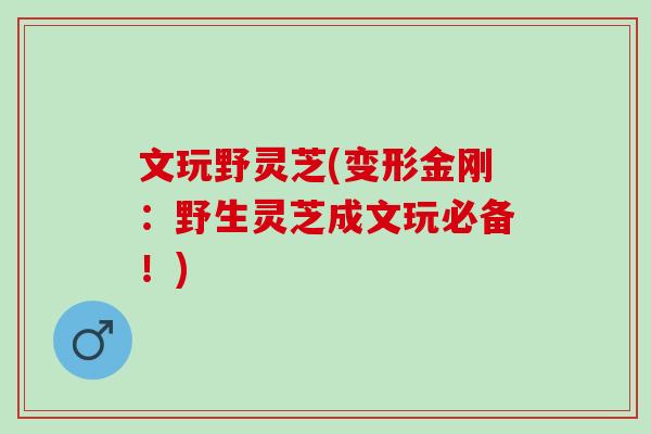文玩野灵芝(变形金刚：野生灵芝成文玩必备！)