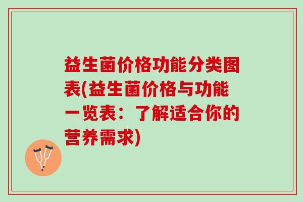 益生菌价格功能分类图表(益生菌价格与功能一览表：了解适合你的营养需求)