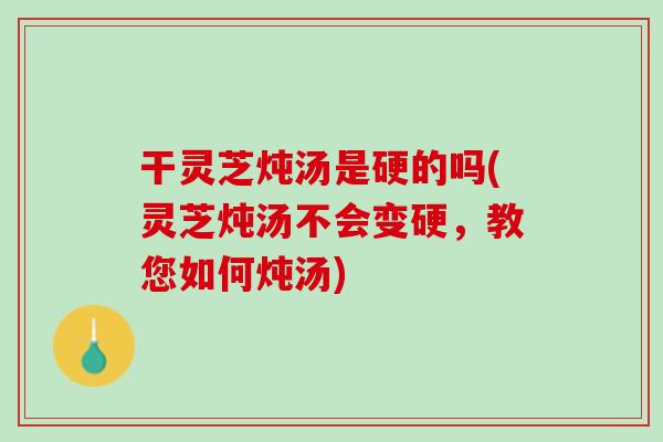 干灵芝炖汤是硬的吗(灵芝炖汤不会变硬，教您如何炖汤)
