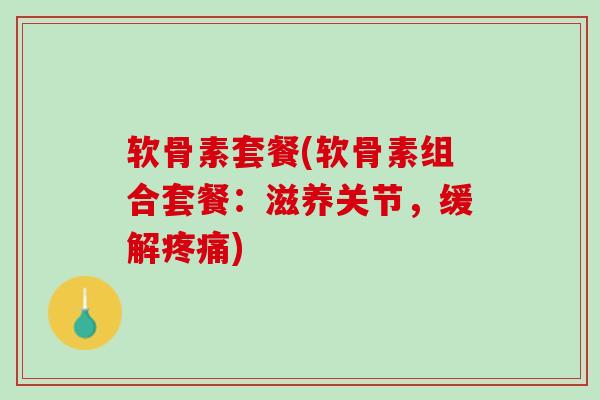 软骨素套餐(软骨素组合套餐：滋养关节，缓解疼痛)