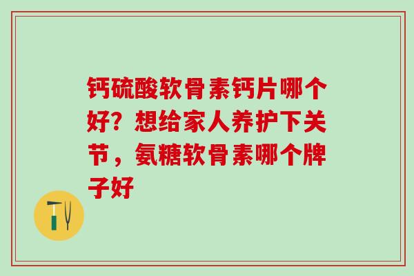 钙硫酸软骨素钙片哪个好？想给家人养护下关节，氨糖软骨素哪个牌子好