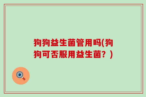 狗狗益生菌管用吗(狗狗可否服用益生菌？)