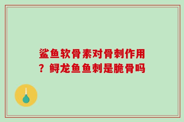 鲨鱼软骨素对骨刺作用？鲟龙鱼鱼刺是脆骨吗
