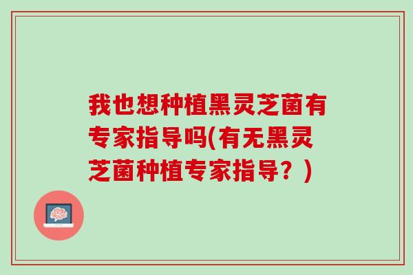 我也想种植黑灵芝菌有专家指导吗(有无黑灵芝菌种植专家指导？)