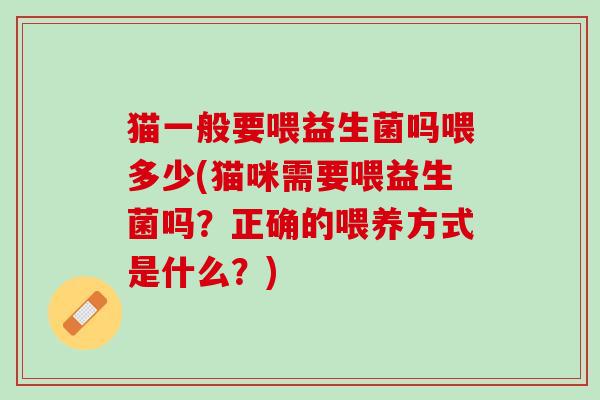 猫一般要喂益生菌吗喂多少(猫咪需要喂益生菌吗？正确的喂养方式是什么？)