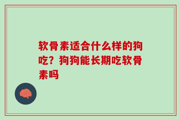 软骨素适合什么样的狗吃？狗狗能长期吃软骨素吗