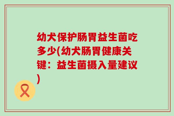 幼犬保护肠胃益生菌吃多少(幼犬肠胃健康关键：益生菌摄入量建议)