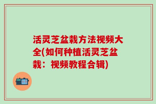 活灵芝盆栽方法视频大全(如何种植活灵芝盆栽:视频教程合辑) 活灵芝盆栽方法视频大全(如何种植活灵芝盆栽:视频教程合辑)