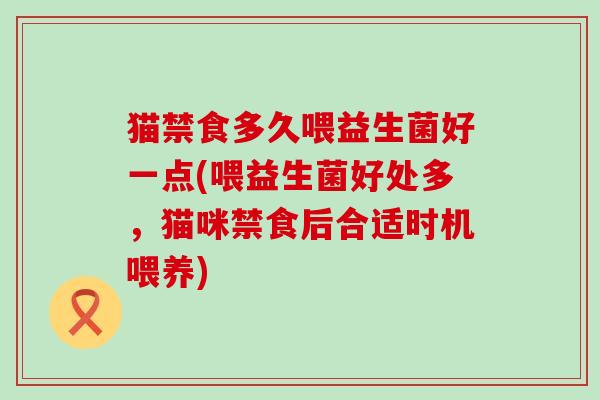 猫禁食多久喂益生菌好一点(喂益生菌好处多，猫咪禁食后合适时机喂养)