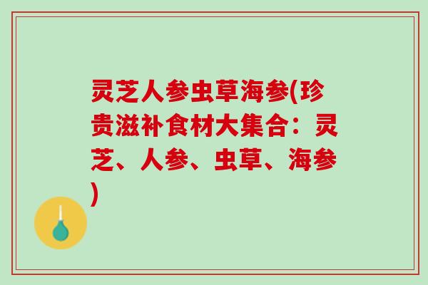 灵芝人参虫草海参(珍贵滋补食材大集合：灵芝、人参、虫草、海参)