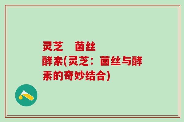 灵芝   菌丝   酵素(灵芝：菌丝与酵素的奇妙结合)