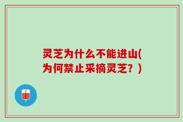 灵芝为什么不能进山(为何禁止采摘灵芝？)