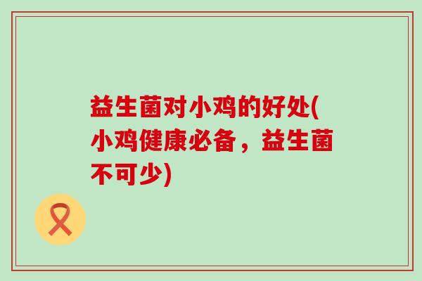 益生菌对小鸡的好处(小鸡健康必备，益生菌不可少)