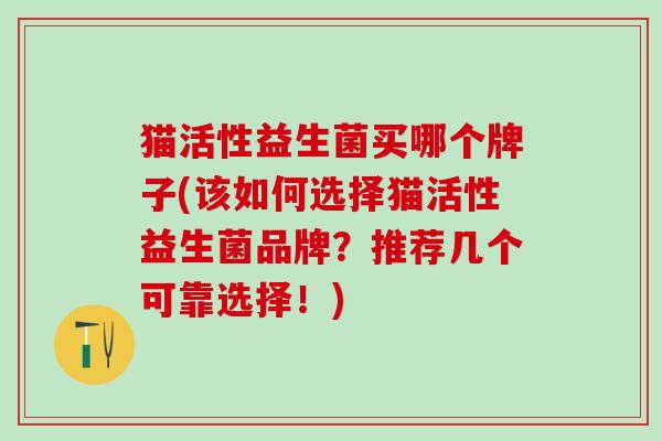 猫活性益生菌买哪个牌子(该如何选择猫活性益生菌品牌？推荐几个可靠选择！)