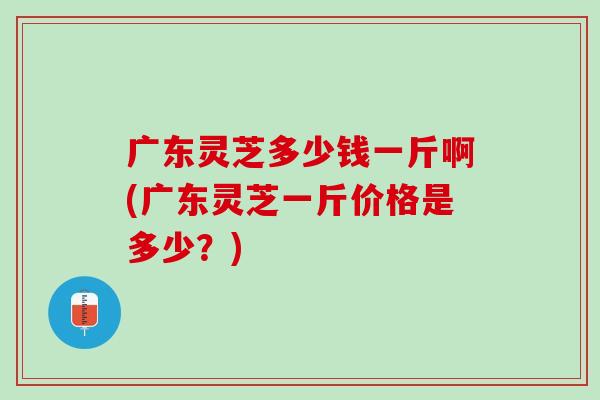 广东灵芝多少钱一斤啊(广东灵芝一斤价格是多少？)