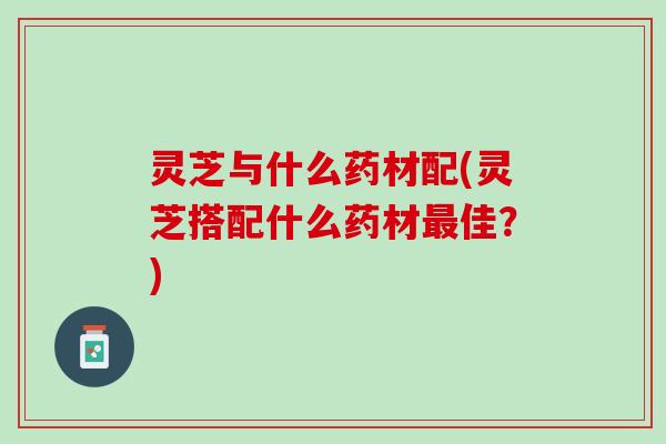 灵芝与什么药材配(灵芝搭配什么药材最佳？)