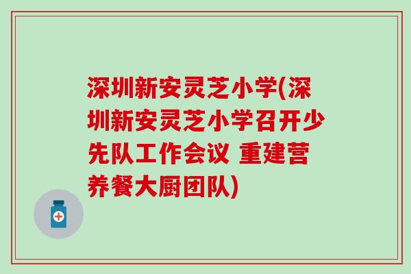 深圳新安灵芝小学(深圳新安灵芝小学召开少先队工作会议 重建营养餐大厨团队)