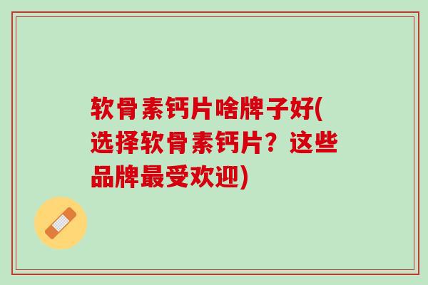 软骨素钙片啥牌子好(选择软骨素钙片？这些品牌最受欢迎)