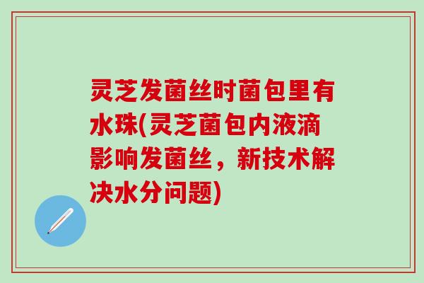 灵芝发菌丝时菌包里有水珠(灵芝菌包内液滴影响发菌丝，新技术解决水分问题)