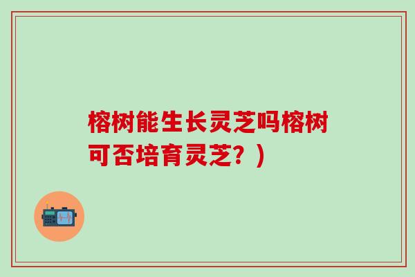 榕树能生长灵芝吗榕树可否培育灵芝？)
