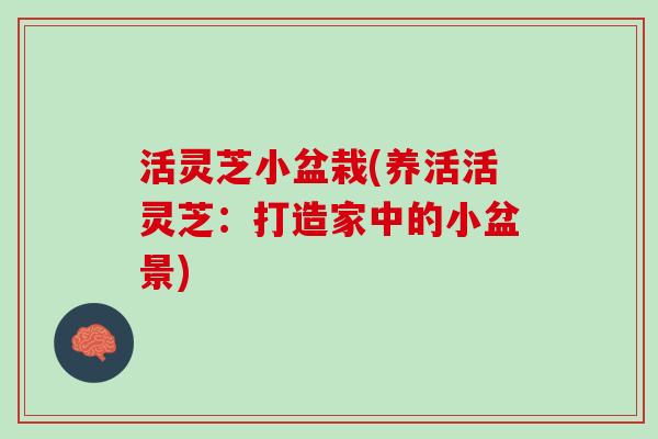 活灵芝小盆栽(养活活灵芝：打造家中的小盆景)