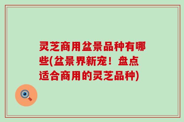灵芝商用盆景品种有哪些(盆景界新宠！盘点适合商用的灵芝品种)