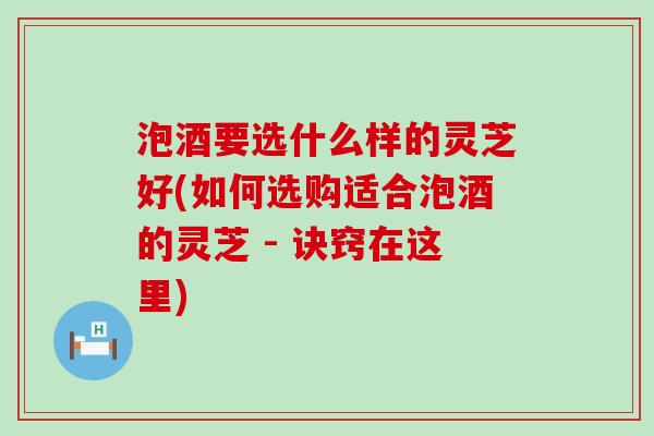 泡酒要选什么样的灵芝好(如何选购适合泡酒的灵芝 - 诀窍在这里)