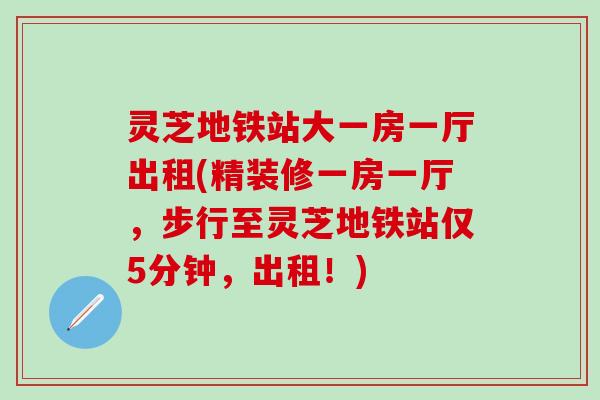 灵芝地铁站大一房一厅出租(精装修一房一厅，步行至灵芝地铁站仅5分钟，出租！)