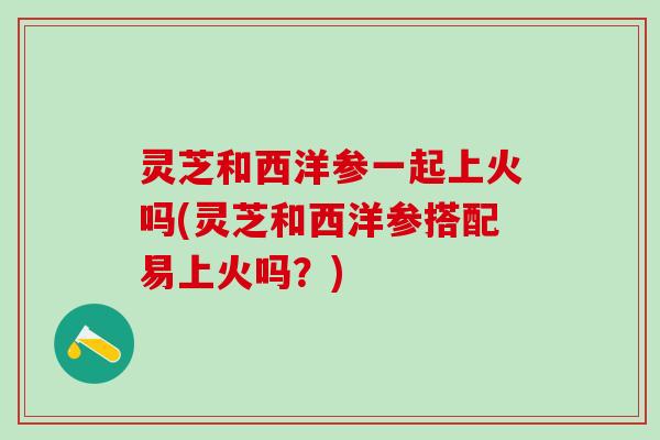 灵芝和西洋参一起上火吗(灵芝和西洋参搭配易上火吗？)