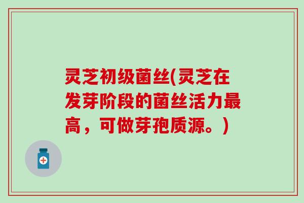 灵芝初级菌丝(灵芝在发芽阶段的菌丝活力最高，可做芽孢质源。)