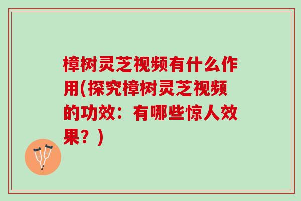 樟树灵芝视频有什么作用(探究樟树灵芝视频的功效：有哪些惊人效果？)