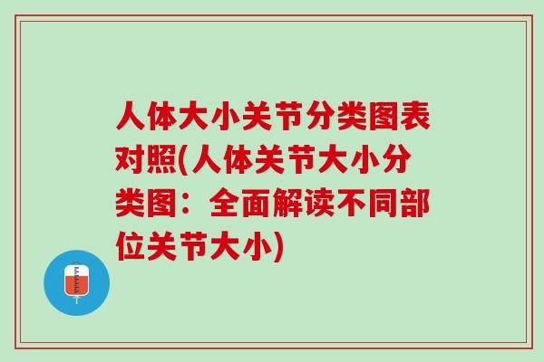 人体大小关节分类图表对照(人体关节大小分类图：全面解读不同部位关节大小)