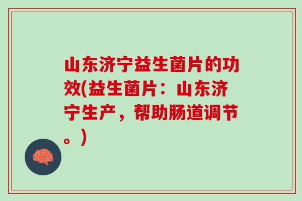 山东济宁益生菌片的功效(益生菌片：山东济宁生产，帮助肠道调节。)