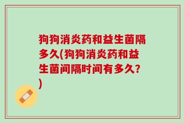 狗狗消炎药和益生菌隔多久(狗狗消炎药和益生菌间隔时间有多久？)