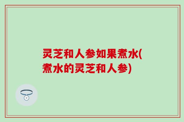 灵芝和人参如果煮水(煮水的灵芝和人参)
