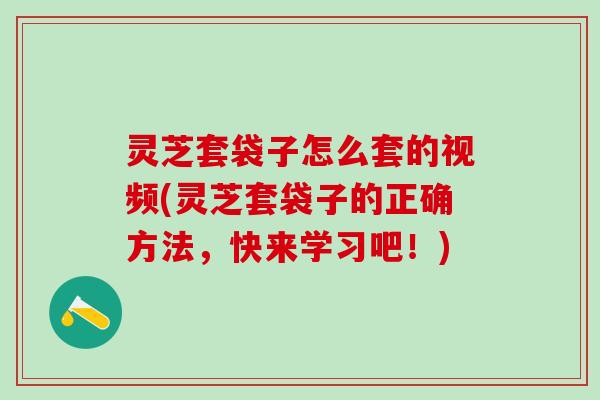 灵芝套袋子怎么套的视频(灵芝套袋子的正确方法，快来学习吧！)