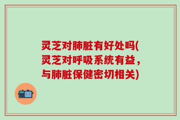 灵芝对肺脏有好处吗(灵芝对呼吸系统有益，与肺脏保健密切相关)