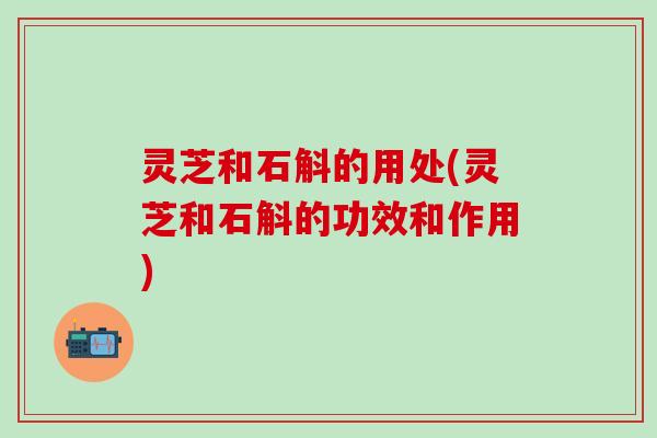 灵芝和石斛的用处(灵芝和石斛的功效和作用)