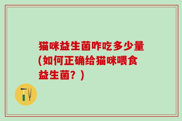 猫咪益生菌咋吃多少量(如何正确给猫咪喂食益生菌？)