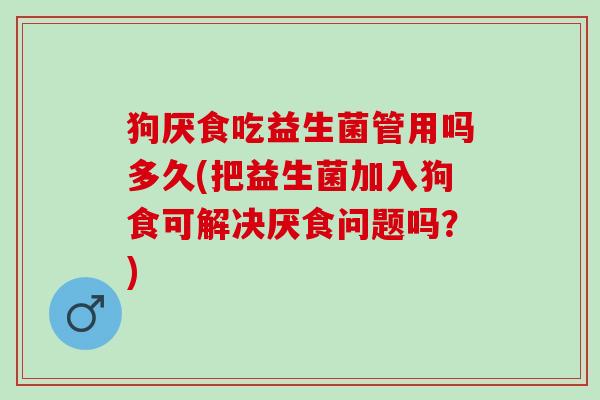 狗厌食吃益生菌管用吗多久(把益生菌加入狗食可解决厌食问题吗？)
