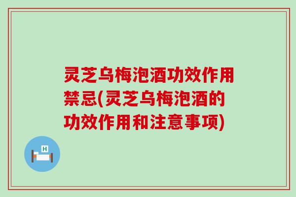 灵芝乌梅泡酒功效作用禁忌(灵芝乌梅泡酒的功效作用和注意事项)