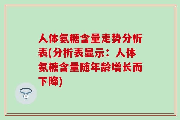 人体氨糖含量走势分析表(分析表显示：人体氨糖含量随年龄增长而下降)