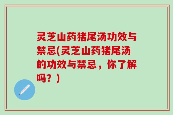 灵芝山药猪尾汤功效与禁忌(灵芝山药猪尾汤的功效与禁忌，你了解吗？)