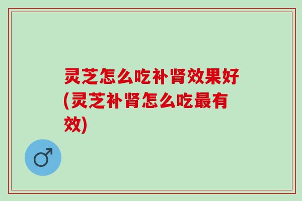 灵芝怎么吃补肾效果好(灵芝补肾怎么吃最有效)