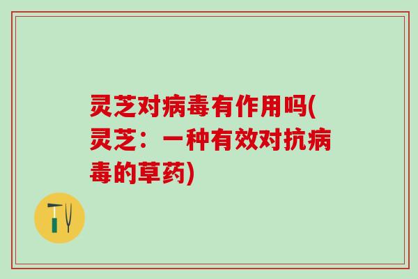 灵芝对病毒有作用吗(灵芝：一种有效对抗病毒的草药)