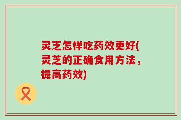 灵芝怎样吃药效更好(灵芝的正确食用方法，提高药效)