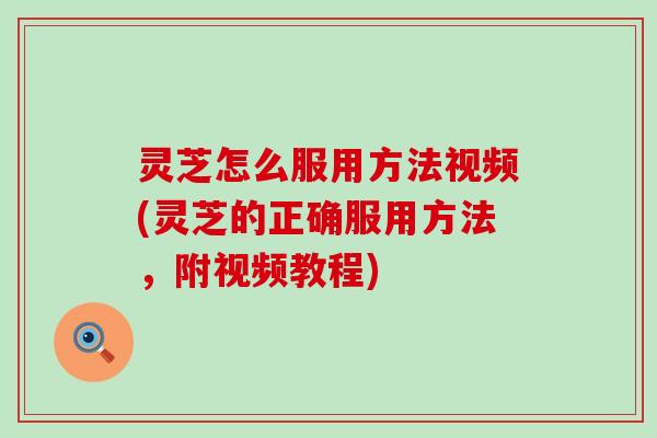 灵芝怎么服用方法视频(灵芝的正确服用方法，附视频教程)