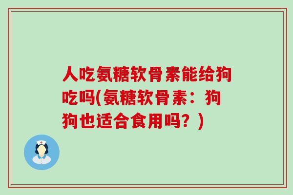 人吃氨糖软骨素能给狗吃吗(氨糖软骨素：狗狗也适合食用吗？)
