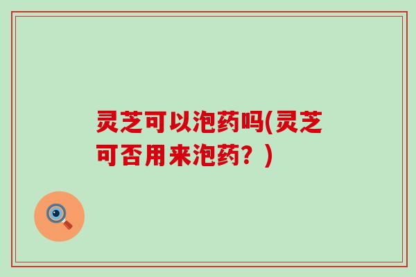 灵芝可以泡药吗(灵芝可否用来泡药？)